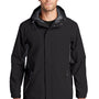 Port Authority Mens Cascade Waterproof Full Zip Hooded Jacket - Black/Magnet Grey - Closeout