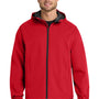 Port Authority Mens Essential Waterproof Full Zip Hooded Rain Jacket - Deep Red