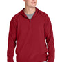Sport-Tek Mens Repeat Moisture Wicking 1/4 Zip Hooded Jacket - Deep Red