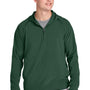 Sport-Tek Mens Repeat Moisture Wicking 1/4 Zip Hooded Jacket - Forest Green