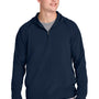 Sport-Tek Mens Repeat Moisture Wicking 1/4 Zip Hooded Jacket - True Navy Blue