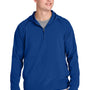 Sport-Tek Mens Repeat Moisture Wicking 1/4 Zip Hooded Jacket - True Royal Blue
