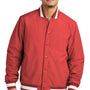Sport-Tek Mens Water Resistant Snap Down Varsity Jacket - Deep Red