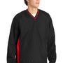 Sport-Tek Mens Water Resistant V-Neck Jacket - Black/True Red