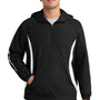 Sport-Tek Mens 1/4 Zip Hooded Jacket - Black/White