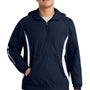 Sport-Tek Mens 1/4 Zip Hooded Jacket - True Navy Blue/White