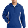 Sport-Tek Mens 1/4 Zip Hooded Jacket - True Royal Blue/White