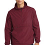 Sport-Tek Mens Wind & Water Resistant Packable Anorak 1/4 Zip Hooded Jacket - Maroon
