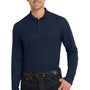 Port Authority Mens Core Classic Long Sleeve Polo Shirt - River Navy Blue