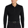 Port Authority Mens Dry Zone Performance Moisture Wicking Long Sleeve Polo Shirt - Deep Black