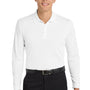Port Authority Mens Dry Zone Performance Moisture Wicking Long Sleeve Polo Shirt - White