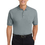 Port Authority Mens Silk Touch Wrinkle Resistant Short Sleeve Polo Shirt w/ Pocket - Cool Grey