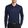 Port Authority Mens Silk Touch Performance Moisture Wicking Long Sleeve Polo Shirt - Navy Blue