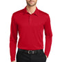 Port Authority Mens Silk Touch Performance Moisture Wicking Long Sleeve Polo Shirt - Red