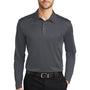 Port Authority Mens Silk Touch Performance Moisture Wicking Long Sleeve Polo Shirt - Steel Grey