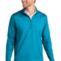 Port Authority Mens C-FREE Double Knit Moisture Wicking 1/4 Zip Sweatshirt - Parcel Blue - NEW