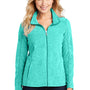 Port Authority Womens Pill Resistant Heather Microfleece Full Zip Sweatshirt w/ Pockets - Heather Aqua Green