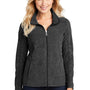 Port Authority Womens Pill Resistant Heather Microfleece Full Zip Sweatshirt w/ Pockets - Heather Charcoal Black