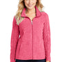 Port Authority Womens Pill Resistant Heather Microfleece Full Zip Sweatshirt w/ Pockets - Heather Raspberry Pink