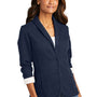 Port Authority Womens Button Down Fleece Blazer - Heather Dark Navy Blue - Closeout
