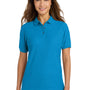 Port Authority Womens Silk Touch Wrinkle Resistant Short Sleeve Polo Shirt - Turquoise Blue