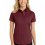 Port Authority Womens Easy Care Wrinkle Resistant Short Sleeve Button Down Shirt - Burgundy/Light Stone
