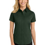 Port Authority Womens Easy Care Wrinkle Resistant Short Sleeve Button Down Shirt - Dark Green/Navy Blue