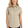 Port Authority Womens Easy Care Wrinkle Resistant Short Sleeve Button Down Shirt - Stone Brown
