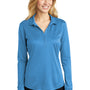 Port Authority Womens Silk Touch Performance Moisture Wicking Long Sleeve Polo Shirt - Carolina Blue - Closeout