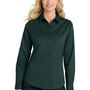 Port Authority Womens Easy Care Wrinkle Resistant Long Sleeve Button Down Shirt - Dark Green/Navy Blue