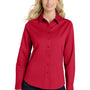 Port Authority Womens Easy Care Wrinkle Resistant Long Sleeve Button Down Shirt - Red/Light Stone