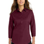 Port Authority Womens Easy Care Wrinkle Resistant 3/4 Sleeve Button Down Shirt - Burgundy