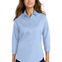 Port Authority Womens Easy Care Wrinkle Resistant 3/4 Sleeve Button Down Shirt - Light Blue