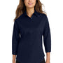 Port Authority Womens Easy Care Wrinkle Resistant 3/4 Sleeve Button Down Shirt - Navy Blue