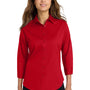 Port Authority Womens Easy Care Wrinkle Resistant 3/4 Sleeve Button Down Shirt - Red