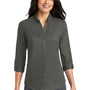 Port Authority Womens SuperPro Wrinkle Resistant 3/4 Sleeve Button Down Shirt - Sterling Grey - Closeout