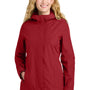 Port Authority Womens C-FREE Water Resistant Full Zip Hooded Rain Jacket - Rich Red