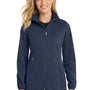 Port Authority Womens Active Wind & Water Resistant Full Zip Hooded Jacket - Dress Navy Blue