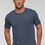 LAT Mens Vintage Wash Short Sleeve Crewneck T-Shirt - Navy Blue