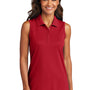 Port Authority Womens Dry Zone Moisture Wicking Micro Mesh Sleeveless Polo Shirt - Rich Red