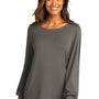 Port Authority Womens Luxe Knit Long Sleeve Wide Neck T-Shirt - Sterling Grey - Closeout