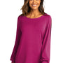 Port Authority Womens Luxe Knit Long Sleeve Wide Neck T-Shirt - Wild Berry - Closeout