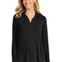 Port Authority Womens Luxe Knit Button Down Long Sleeve Tunic - Deep Black