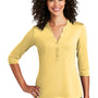 Port Authority Womens Moisture Wicking 3/4 Sleeve Polo Shirt - Sunbeam Yellow - Closeout