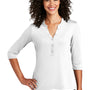 Port Authority Womens Moisture Wicking 3/4 Sleeve Polo Shirt - White - Closeout