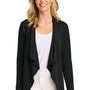 Port Authority Womens Breakwater Open Front Long Sleeve Cardigan Sweater w/ Pockets - Deep Black