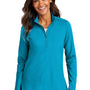 Port Authority Womens C-FREE Double Knit Moisture Wicking 1/4 Zip Sweatshirt - Parcel Blue - NEW
