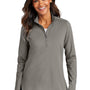 Port Authority Womens C-FREE Double Knit Moisture Wicking 1/4 Zip Sweatshirt - Smoke Grey