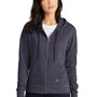 New Era Womens Thermal Full Zip Hooded Sweatshirt Hoodie w/ Pockets - Heather True Navy Blue