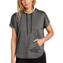 New Era Womens Performance Terry Short Sleeve Hooded Sweatshirt Hoodie w/ Pouch Pocket - Heather Graphite Grey